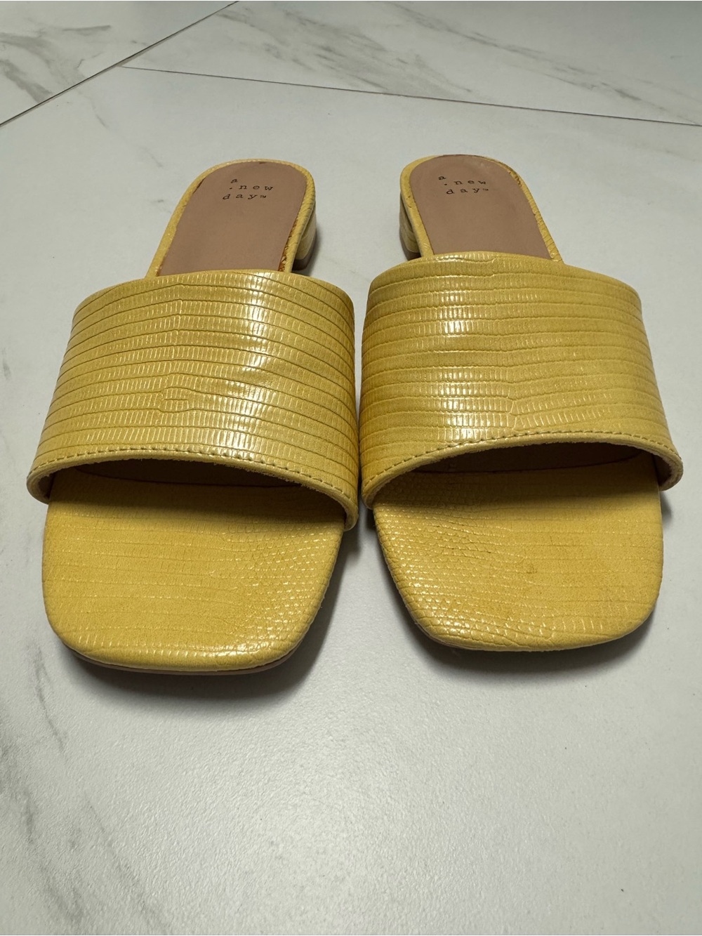 a new day Yellow Textured Slide Sandals